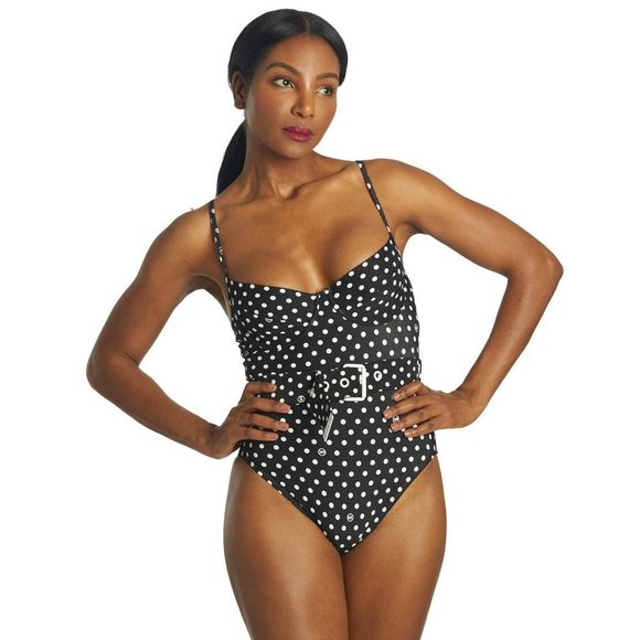 Michael Kors Dot Underwire One-Piece Black 6 - Picture 1 of 1